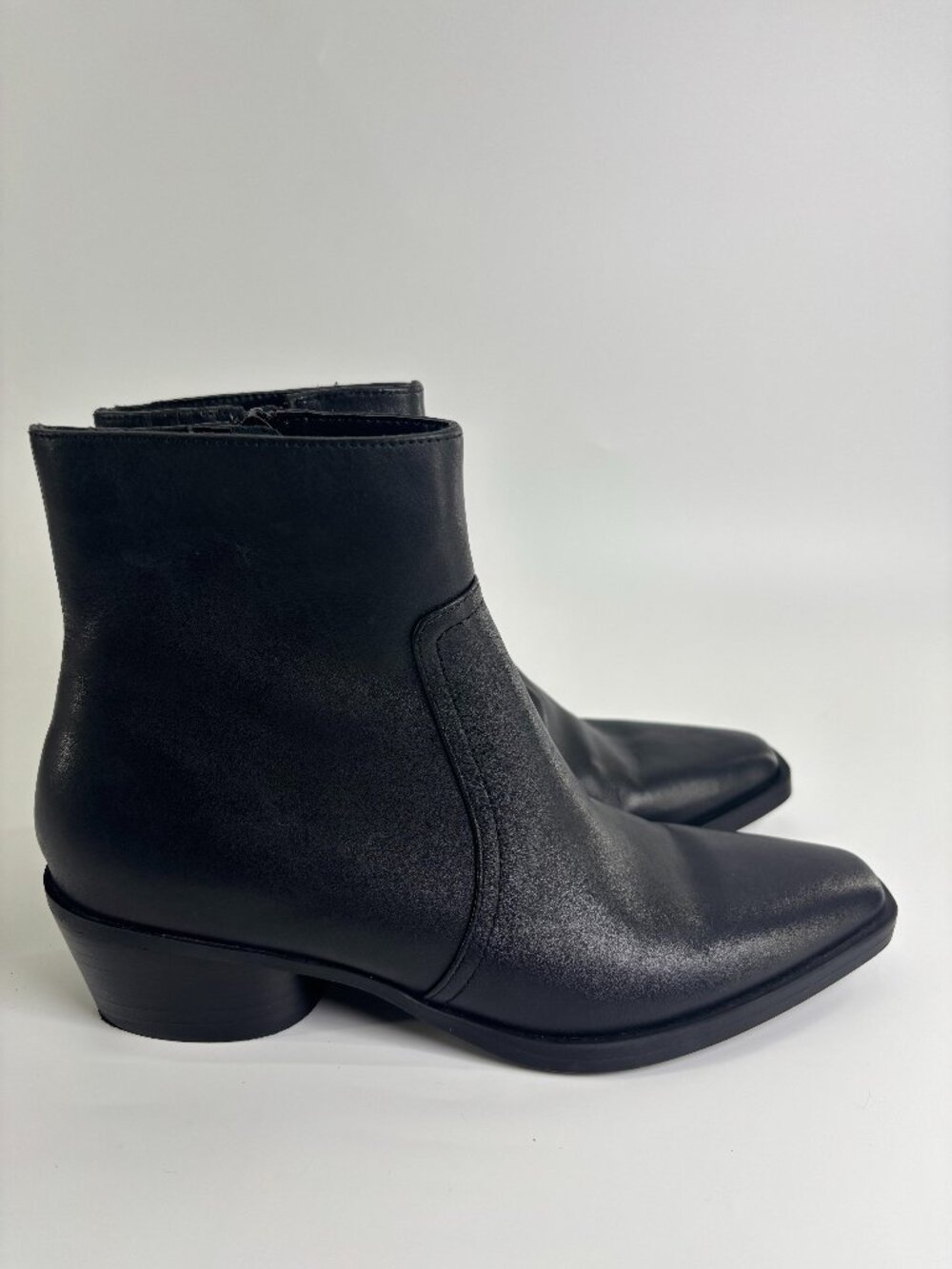dolce vita dv womens black leather ankle boots 8 square toe block heel